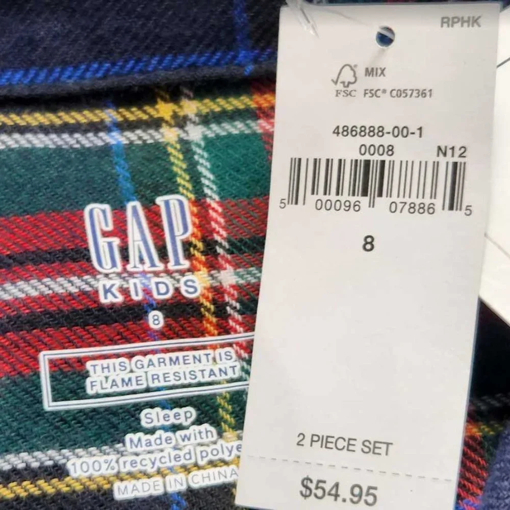 New boys 6 8 10 Gap kids plaid button up pajama set - top & bottoms